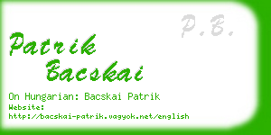 patrik bacskai business card